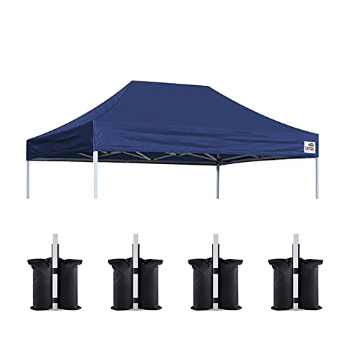 Eurmax USA Pop Up Canopy Replacement Canopy Tent Top Cover, Instant Canopy Top Cover ONLY,Bonus 4PC Pack Weight Bag (8x12, Navy Blue)