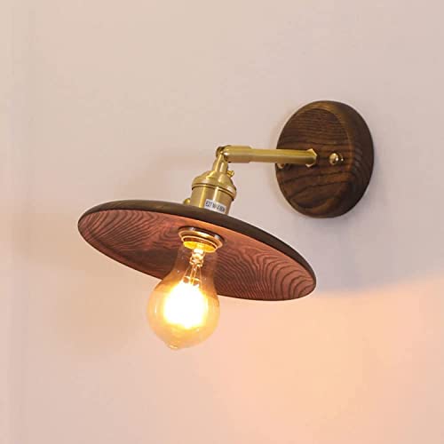 Apliques de pared para interiores E27 ajustables de madera y latón para iluminar el dormitorio