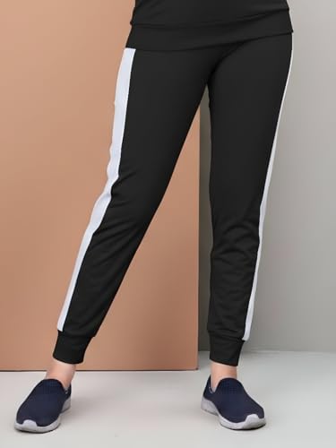 Image of ALISBA Women's Cotton Solid Tracksuit with Round Neck Full Sleeve Straight Length Relaxed Fit and Drawstring Closure Pant