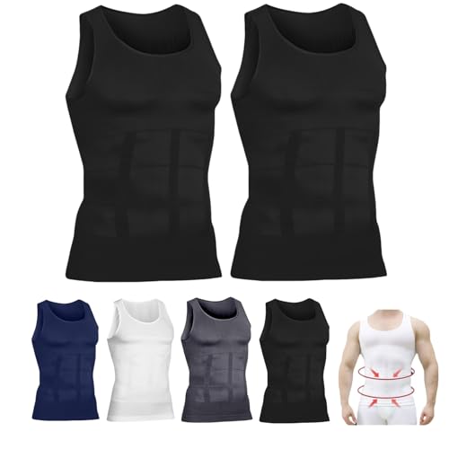 2PCS Shaperluv for Men,2025 Shaperluv Tank 2.0 Mens,Shaper Tank for Men Big and Tall,Male Compression Shirt Shaper
