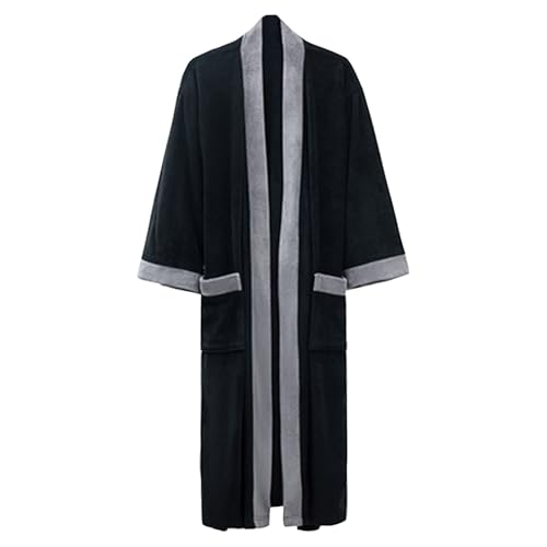 Fleece Bathrobes for Men Soft Lounge House Coat with Pockets Cozy Loungewear Robes Fuzzy Warm Spa Sleep Robe4