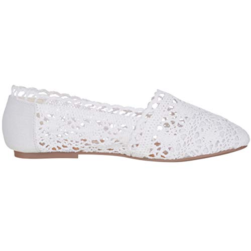 CLOVERLAY Women’s Lace Flat Shoe Floral Breathable Crochet Lace Ballet Flats - Image 3