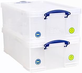 Really Useful Box Plastic Storage 50 Litre Clear (Pack Of 2)