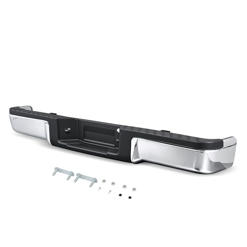 VRC Rear Bumper Assembly Compatible with 2009-2014 Ford F150 F-150 W/O Sensor Holes Chrome Steel Bumpers with 2 License Plate Lights FO1103160
