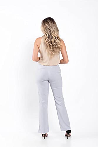 Calça alfaiataria reta detalhe nervura: Cinza: M