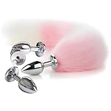 Orirya アナルプラグ 尻尾 アナルビーズ アナル拡張 あなる開発 男性 女性用 アダルトグッズ 男性用 アナルグッズ 大人のおもちゃ女性用 smグッズ かわいい 猫 キツネ コスプレ 仮装 あなるぷらぐ 開発 初心者 しっぽ あなるプラグ 4個金属プラグ 尻尾セット 白ピンク40cmしっぽ