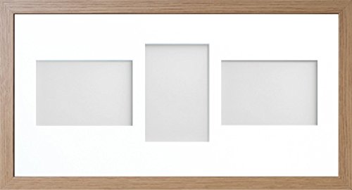Frame Allington Range 20 x 10 Inches Beech Picture Photo Frame with White 3-Aperture Mount for Image Size 6 x 4 Inches (Mix)
