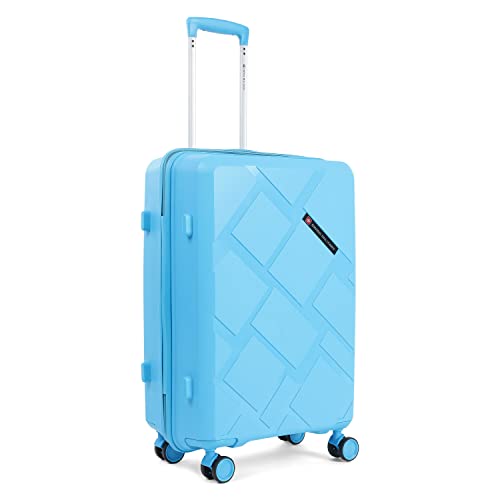 Image of SWISS MILITARY Star Luggage Bag, Textured Hard-Sided Trolley Bag, Cabin Luggage, Overnighter Trolley Bags|Durable ABS Body, Ergonomic 360 Rotatable Wheels, TSA Lock, 20 inches, Sky Blue, 1