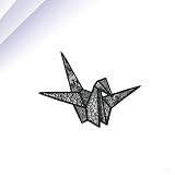 Origami Crane Illustration Sticker, Paper Crane Drawing, Japanese Origami Art, Crane Art, Origami Wall Decor