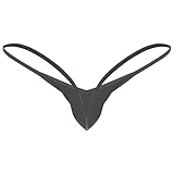 Moily Men's Low Rise Sexy T-Back Jockstrap Open Back G-Strings Bikini Thongs Underwear Black XX-Large