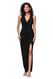 Betsy & Adam Vestido Largo elástico sin Mangas con Cuello en V para Mujer, Negro -, 12 Petite