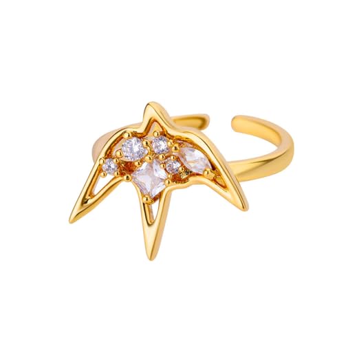 Anillos de circonita ajustables que evitan molestias: diseño de golondrina en acero