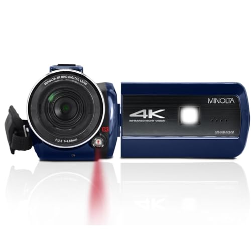 Image of Minolta Showtime MN4K40NV 4K Camcorder, Night Vision, 30MP, 16X Zoom -Blue