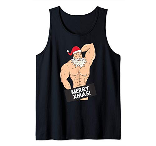 MERRY XMAS Censored Sexy Santa Claus North Swole Meme Camiseta sin Mangas