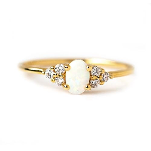 Anillo de ópalo en oro amarillo de 9K Wycian joya elegante para diario