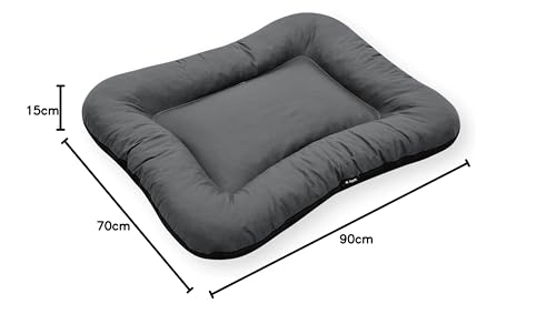 4L Textil KLEO Hundebett mittelgrosse Hunde waschbar Hundekissen mittelgrosse Hunde Hundematte Hundematratze Hundekissen XXL (M-90x70 cm, Graphit(Mit Reißverschluss))