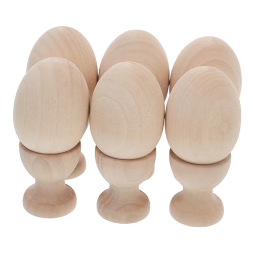 FUNOMOCYA 1Set Wooden Egg Cups for Natural Wood Color Egg Holders for Soft Boiled Eggs Easter Egg Stand and Storage for Breakfast and Parties