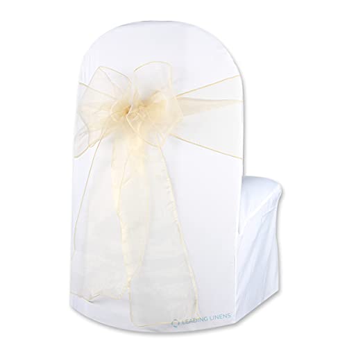 Leading Linens 10-pcs Organza Chair Cover Bow Sash - Champagne - Wedding Party Banquet Reception - 28 Colors Available