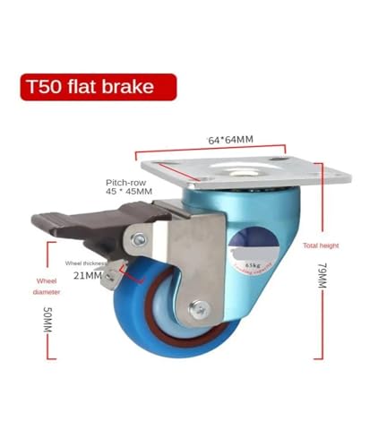 Roulette pivotante à frein T50 blanche pour machine et meuble individuel