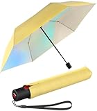 Knirps Paraguas de bolsillo U.200 Ultra Light Duomatic Vision, Vainilla - iridiscente, protección contra rayos UV, calor, 95 cm