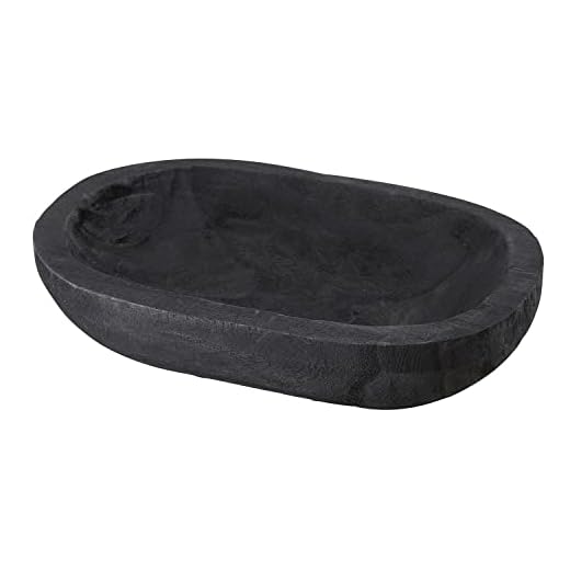 Santa Barbara Design Studio TableSugar Paulownia Wood Dough Bowl, 12 x 7.5-Inch, Black