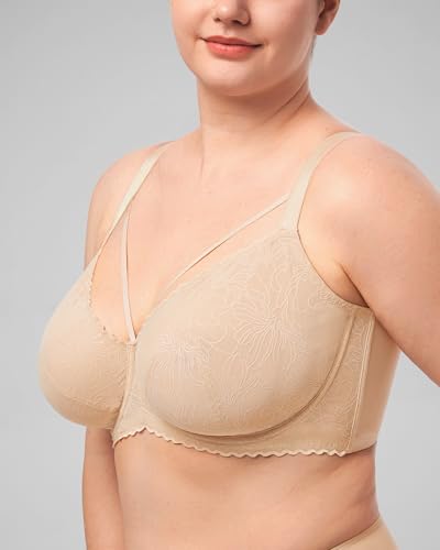 Image of HSIA Minimizer Bras for Women Full Coverage, Unlined Lace Sexy Plus Size Underwire Bra for Large Breasts