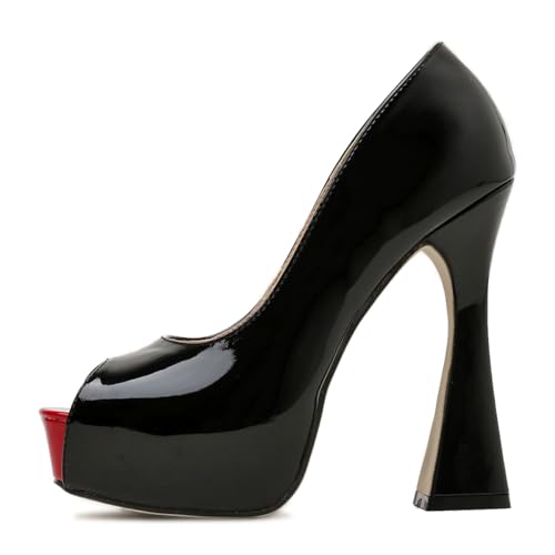 Maiyang Women Elegant Peep Toe Platform Pumps Slip on Spool Ultra High Heels Sexy Party Club Formal Shoes Size 4-16 US2