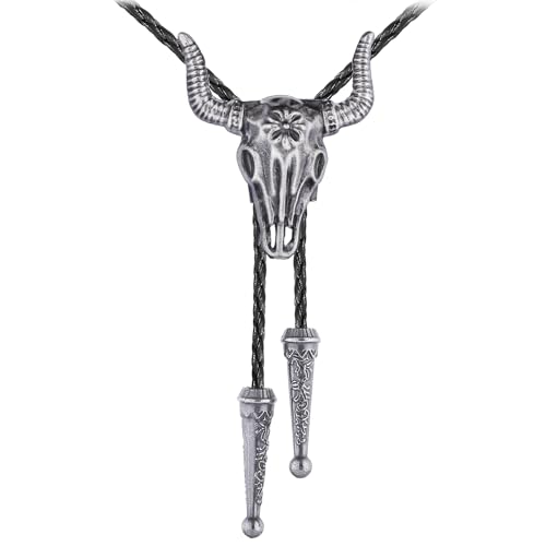 Image of GelConnie Native American Bolo Tie Rodeo Cowboy Leather Necktie Western Necklace Costume Accessories for Men,Women