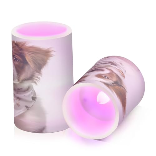 ALAZA Dog (82) Flickering Flameless Candles Battery Operated with Remote Timer,Tea Light Candles LED Pillar Votive Candles Set of 2 for Outdoor Indoor Decorations