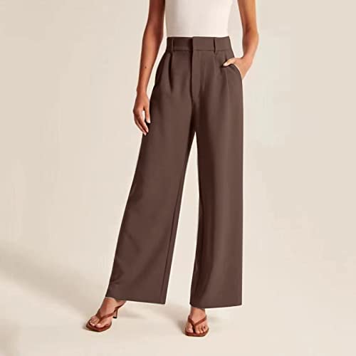 Wide Leg Pants for Women Effortless Tailored Wide Leg Pants Summer High Waist Casual Long Palazzo Pants with Pockets3