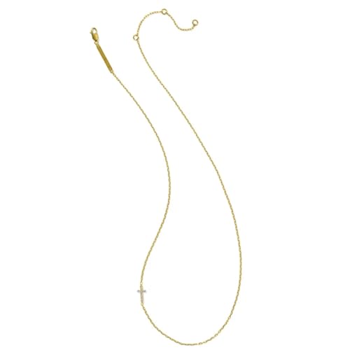 Kendra Scott Cross Inline Pave Necklace, 18k Gold Vermeil, White Topaz2