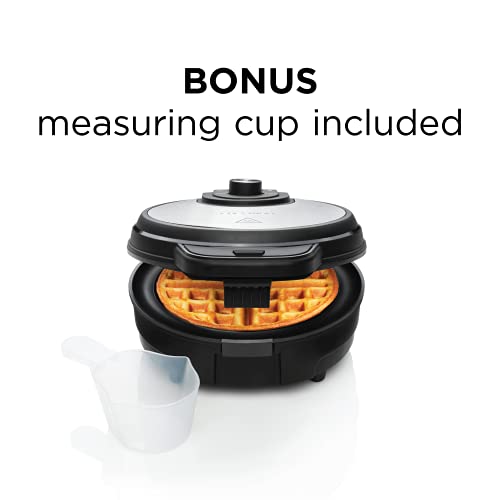 Chefman Anti-Overflow Belgian Waffle Maker W/Shade Selector, Stainless Steel, Temperature Control, Mess Free Moat, Round Nonstick Iron Plate, Cool Touch Handle, Measuring Cup Included #TOP4