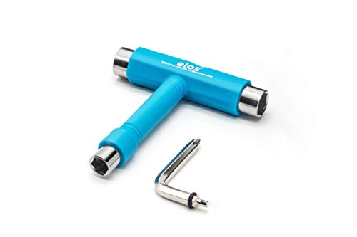 ELOS All-in-One Skate Tool - a Portable t Tool kit for Longboard Skateboard with T-Type Allen Wrench L-Type Phillips Head Screwdriver. Skateboard Adjustment Assembly Tool.