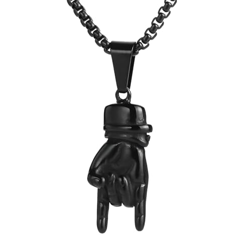 Collier Geste de la Main Rock en argent 925, le bijou idéal pour vos festivals et concerts