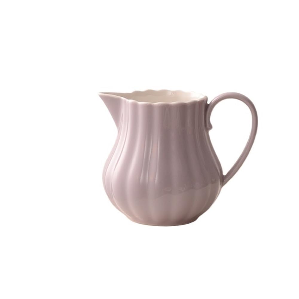 CFY652 Gravy Boat Ceramic Coffee Milk Pitcher Floral Color Sauce Pot Gravy Boat With Handle Gravy Jug(Purple)
