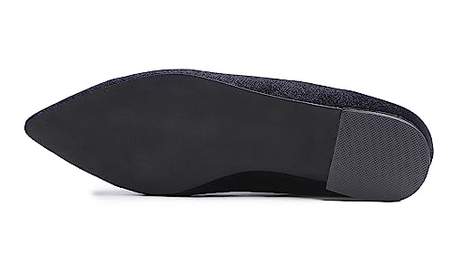 Image of FEVERSOLE Women's Loafer Flat Pointed Deco Low Heel Fashion Slip On Dress Driving Office Shoes