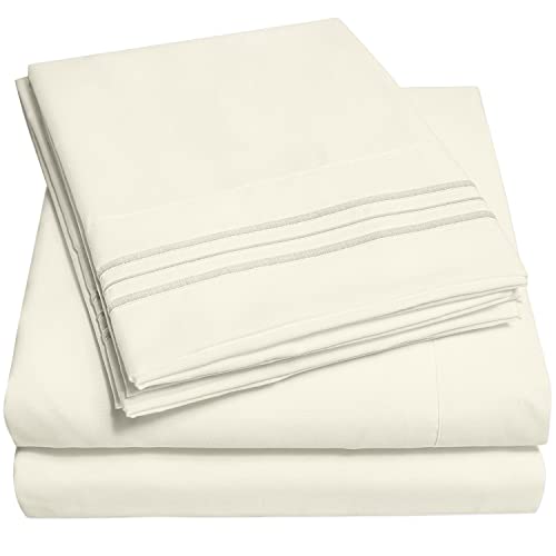 California King Sheet Sets - Breathable Luxury Sheets with Full Elastic & Secure Corner Straps Built In - 1800 Supreme Collection Cal King Deep Pocket Bedding Set, Sheet Set, California King, Ivory