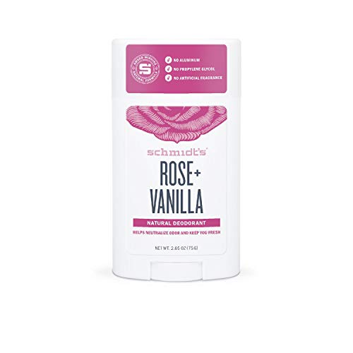Schmidt's Rose and Vanilla Natural Deodorant Stick for Odour Protection and Wetness Relief 75 g