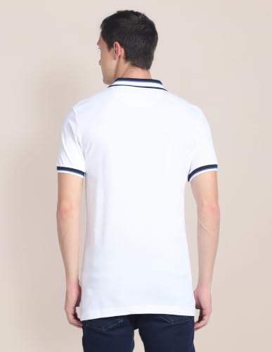 Image of U.S. POLO ASSN. Solid Slim Fit Polo T Shirt for Men - 100% Cotton, Half Sleeves Mens Tshirt - L, White