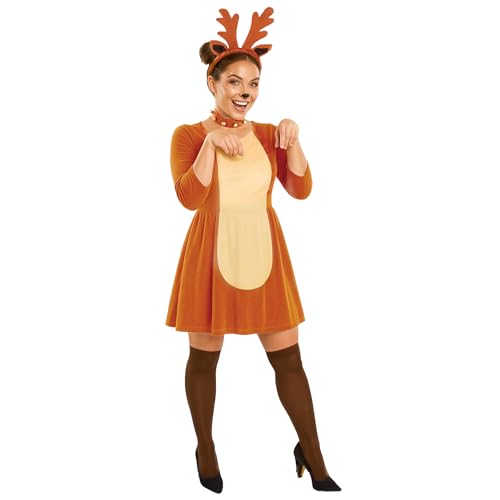 Fun Shack Disfraz Reno Mujer Adulto, Vestido Ciervo Navidad, Disfraces para Carnaval y Navidad, S
