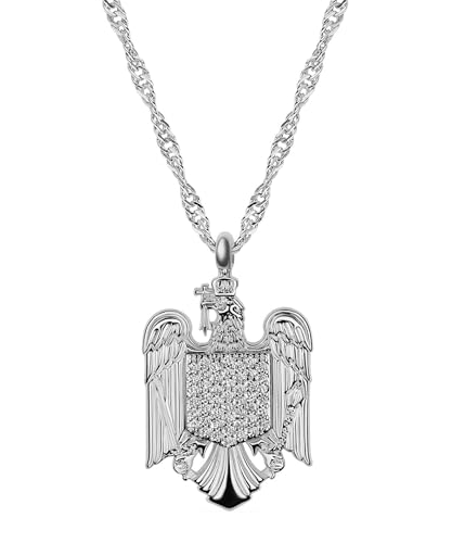 d'origine Collier avec armoiries d'aigle de la Roumanie, chaîne de drapeau roumain, chaîne d'aigle roumain, bijou roumain, armoiries roumaines pour femme