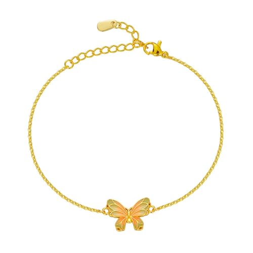 aaSccex Pulsera con dijes para parejas, pulseras para mujer, pulsera de amistad de oro rosa, pulsera para mujer, doble capa, color mariposa, joyería de moda para mujer, regalo para el día de la madre