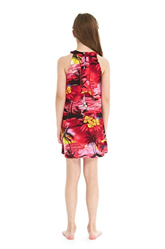 Image of Hawaii Hangover Family Matching Hawaiian Clothes, Sunset Red | Family matching Hawaiian outfits, Sunset Red, lightweight rayon, machine washable, tropical floral print, luaus, cruises