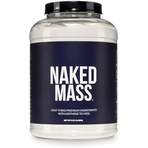 NAKED Mass - Natural Weight Gainer Protein Powder - 8 LB Bulk, NSF Certified, GMO Free, Gluten Free & Soy Free. No Artificial Ingredients - 1,250 Calories per Serving