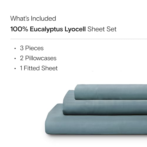 Sijo AiryWeight Tencel Sheet Set, 100% Lyocell Derived from Eucalyptus, Buttery Soft, Architectural Digest 2022 Best Cooling Sheets Winner - 3pc - 2 Pillowcases 1 Fitted (Teal, Full)