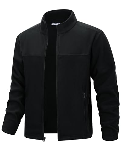 33,000ft Herren Fleecejacke leicht Strickjacke Übergangsjacke Outdoor Fleecejacken Warm Winterjacke für Wandern Freizeit Trekking Schwarz M