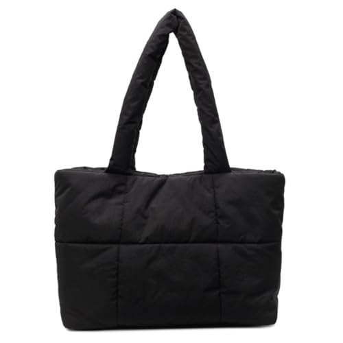 Puffer Tote Bag for Women Puffy Shoulder Handbag Lightweight Bubble Quilted Tote Bag Puffer Purse for Work Travel Gym