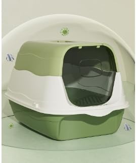 Large Covered Litter Box With Lid - Fully Enclosed Cat Toilet Pan and Scoop