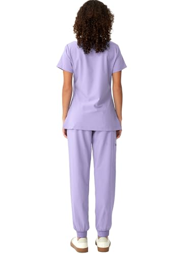 floralhue Scrubs for Women, V-Neck Scrubs Top & Cargo Pants with 10 Pockets, Light Purple, 4XL by floralhue - Used condition - Image 6