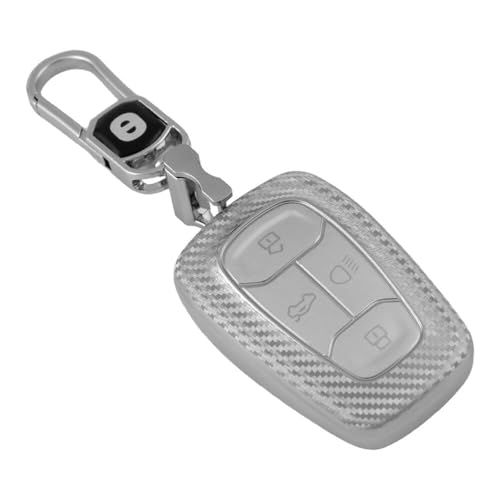 Image of Keyzone Silverstar TPU Key Cover with Keychain fit for Tata Cars, Compatible with Nexon, Harrier, Altroz, Safari, Punch, Tigor Smart Key (Silver)